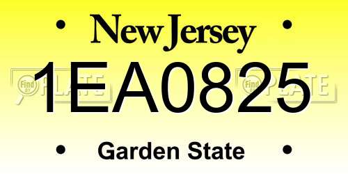 1EA0825 New Jersey License Plate