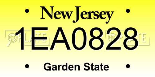 1EA0828 New Jersey License Plate