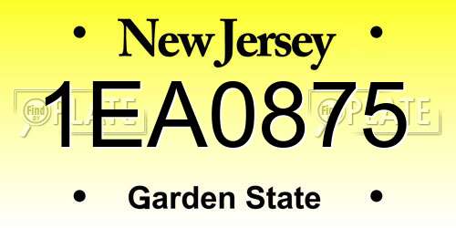 1EA0875 New Jersey License Plate