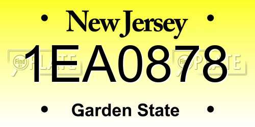 1EA0878 New Jersey License Plate
