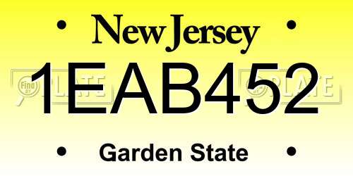 1EAB452 New Jersey License Plate