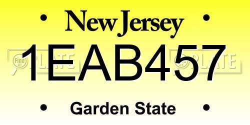 1EAB457 New Jersey License Plate