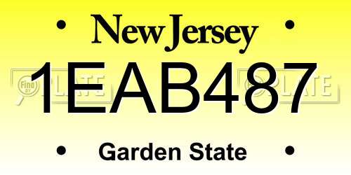 1EAB487 New Jersey License Plate
