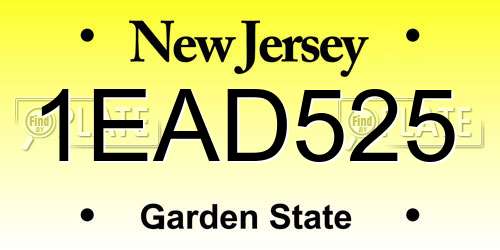 1EAD525 New Jersey License Plate