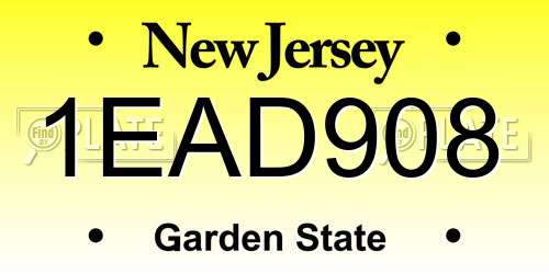 1EAD908 New Jersey License Plate