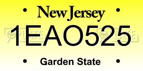 1EAO525 New Jersey License Plate