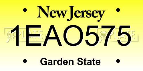 1EAO575 New Jersey License Plate
