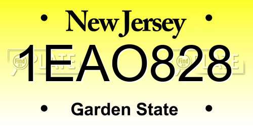 1EAO828 New Jersey License Plate