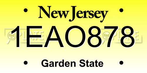 1EAO878 New Jersey License Plate