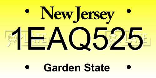 1EAQ525 New Jersey License Plate