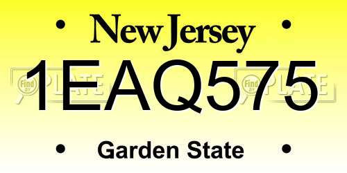 1EAQ575 New Jersey License Plate