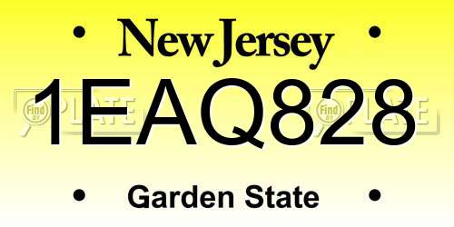 1EAQ828 New Jersey License Plate