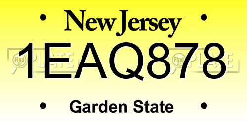 1EAQ878 New Jersey License Plate
