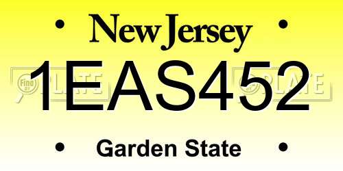 1EAS452 New Jersey License Plate