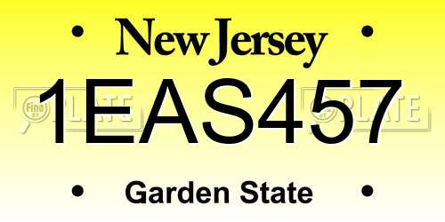 1EAS457 New Jersey License Plate