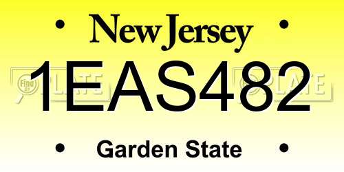 1EAS482 New Jersey License Plate