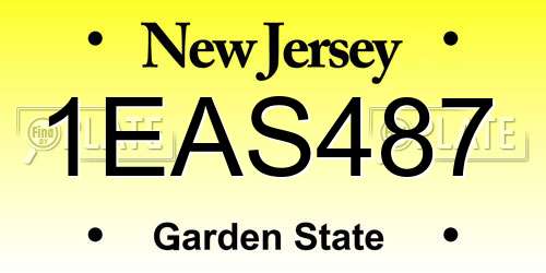 1EAS487 New Jersey License Plate