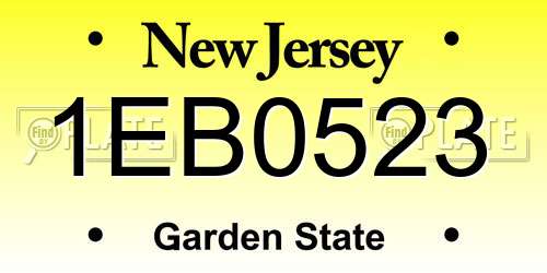 1EB0523 New Jersey License Plate