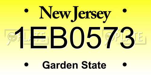 1EB0573 New Jersey License Plate