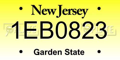 1EB0823 New Jersey License Plate