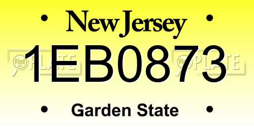 1EB0873 New Jersey License Plate