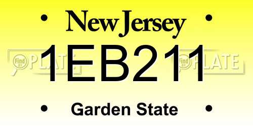 1EB211 New Jersey License Plate