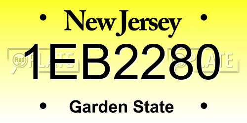 1EB2280 New Jersey License Plate