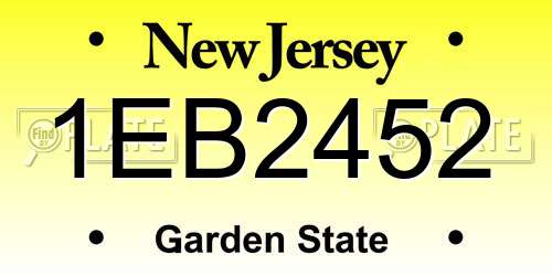 1EB2452 New Jersey License Plate
