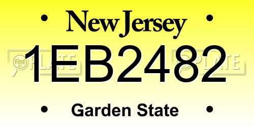 1EB2482 New Jersey License Plate