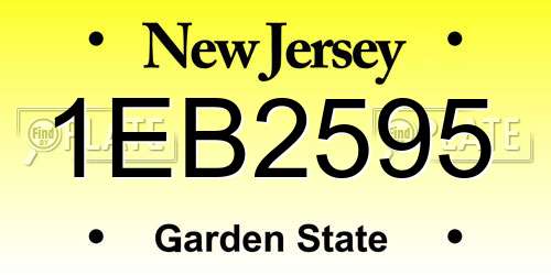 1EB2595 New Jersey License Plate