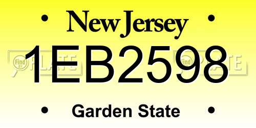 1EB2598 New Jersey License Plate
