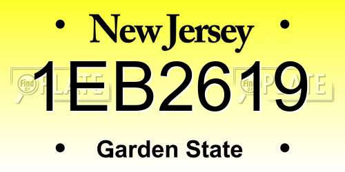 1EB2619 New Jersey License Plate