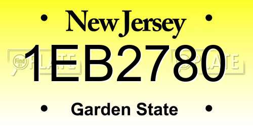 1EB2780 New Jersey License Plate