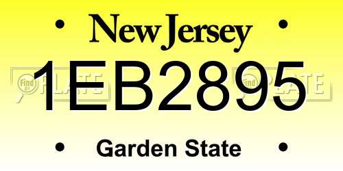 1EB2895 New Jersey License Plate
