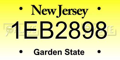 1EB2898 New Jersey License Plate