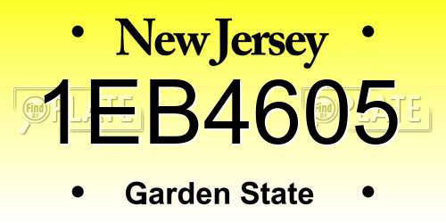 1EB4605 New Jersey License Plate