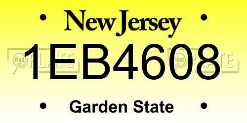 1EB4608 New Jersey License Plate