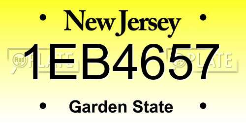 1EB4657 New Jersey License Plate