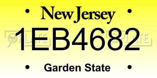 1EB4682 New Jersey License Plate