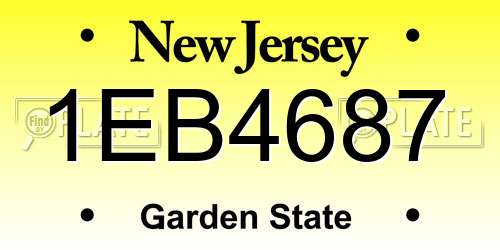 1EB4687 New Jersey License Plate