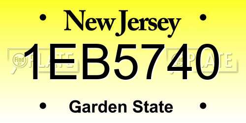 1EB5740 New Jersey License Plate