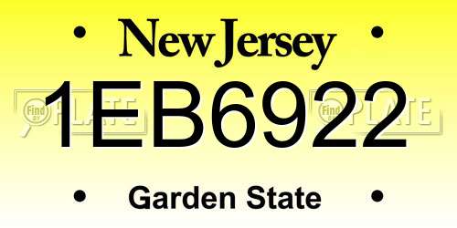 1EB6922 New Jersey License Plate