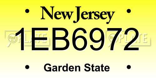 1EB6972 New Jersey License Plate