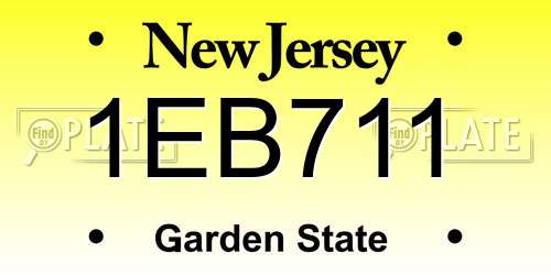 1EB711 New Jersey License Plate