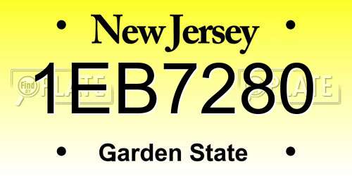 1EB7280 New Jersey License Plate