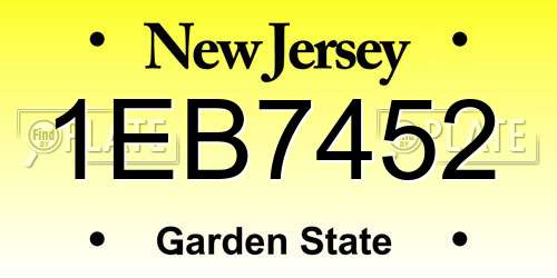 1EB7452 New Jersey License Plate