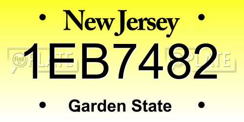 1EB7482 New Jersey License Plate