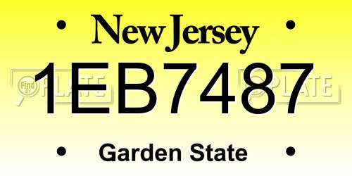 1EB7487 New Jersey License Plate