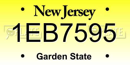 1EB7595 New Jersey License Plate