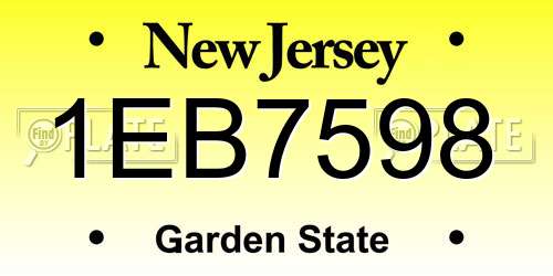 1EB7598 New Jersey License Plate
